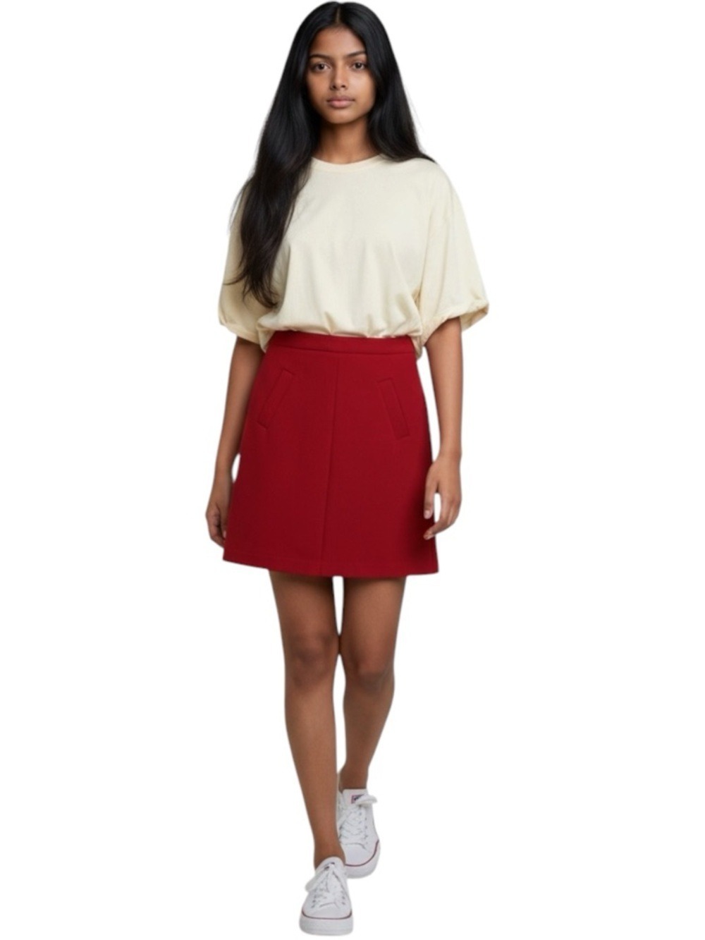 Women’s Red Pencil Skirt Size 2 True Red, Stretchy, Made in Italy, NWOT!